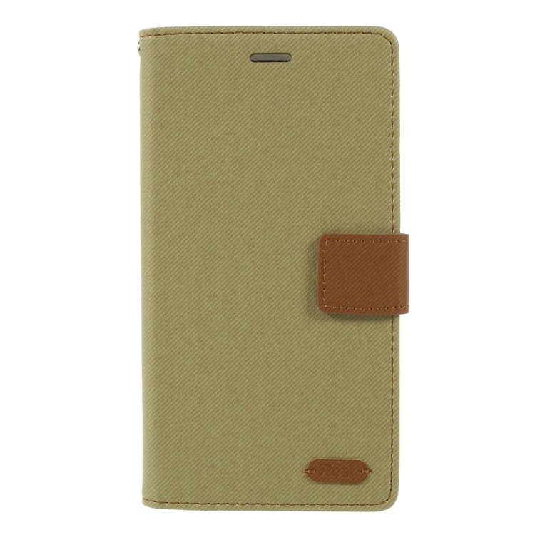 ROAR KOREA Twill Leather Wallet Phone Accessory Case with Stand for Xiaomi Mi 8 (6.21-inch) - Khaki-1