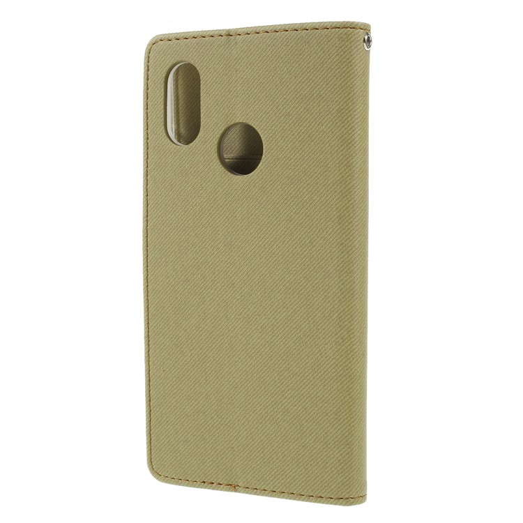 ROAR KOREA Twill Leather Wallet Phone Accessory Case with Stand for Xiaomi Mi 8 (6.21-inch) - Khaki-2