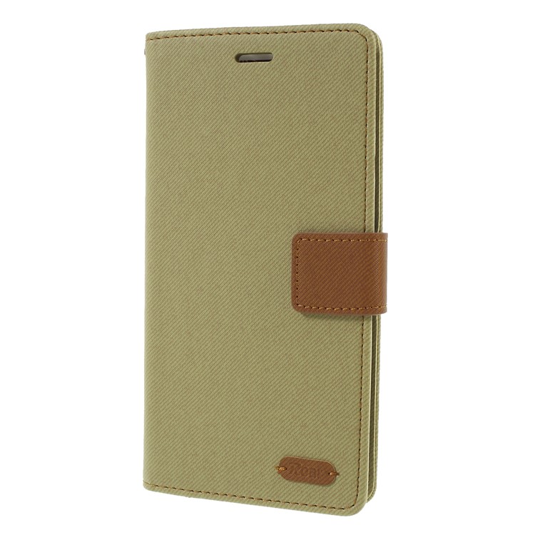 ROAR KOREA Twill Leather Wallet Phone Accessory Case with Stand for Xiaomi Mi 8 (6.21-inch) - Khaki-3