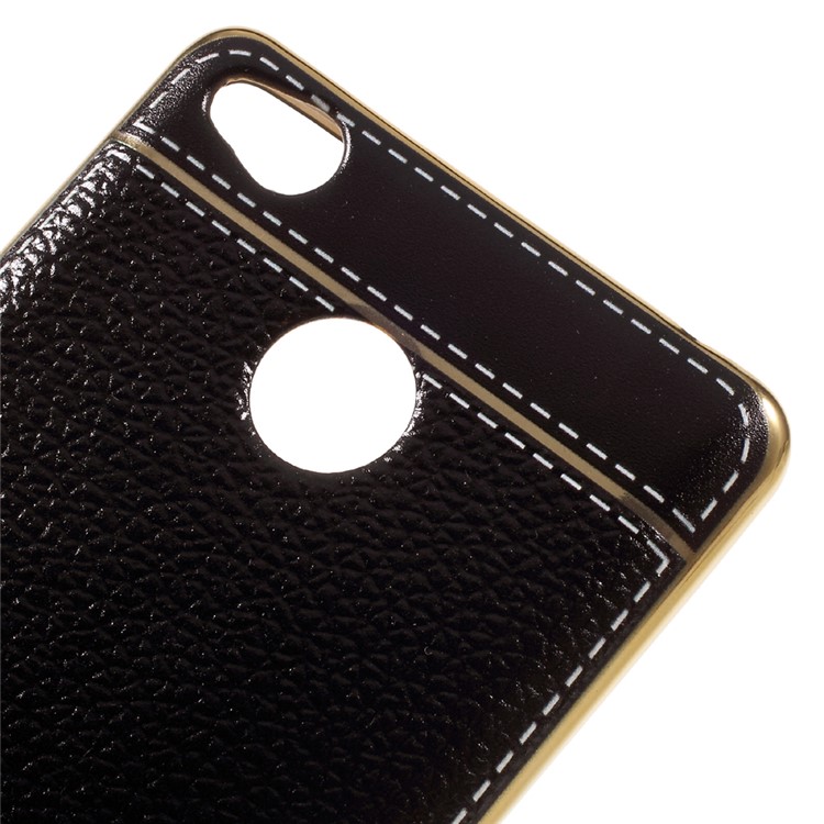 Plated PU Leather Coated TPU Case for Xiaomi Redmi 3s - Black-3
