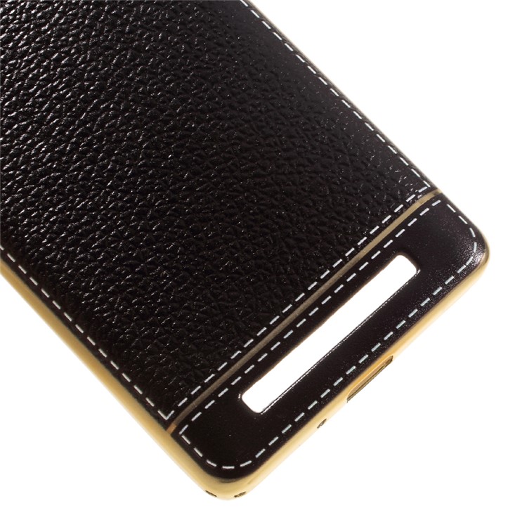 Plated PU Leather Coated TPU Case for Xiaomi Redmi 3s - Black-4