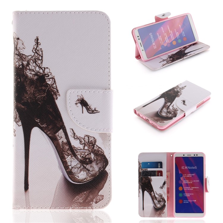 Pattern Printing Leather Wallet Case for Xiaomi Redmi Note 5 Pro (Dual Camera) / Redmi Note 5 (China) - High-heeled Shoes-1