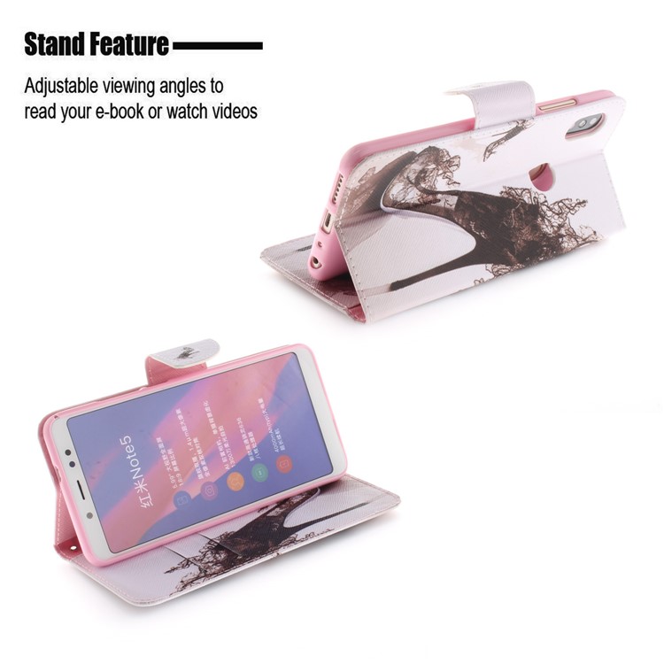 Pattern Printing Leather Wallet Case for Xiaomi Redmi Note 5 Pro (Dual Camera) / Redmi Note 5 (China) - High-heeled Shoes-5