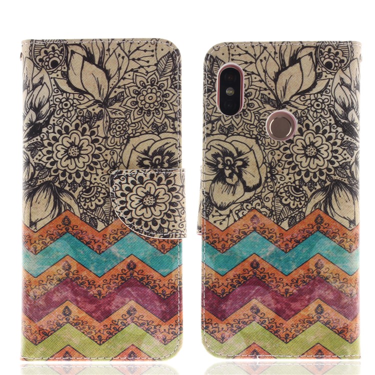 Pattern Printing Leather Wallet Cover Accessory for Xiaomi Redmi Note 5 Pro (Dual Camera) / Redmi Note 5 (China) - Retro Flowers-2