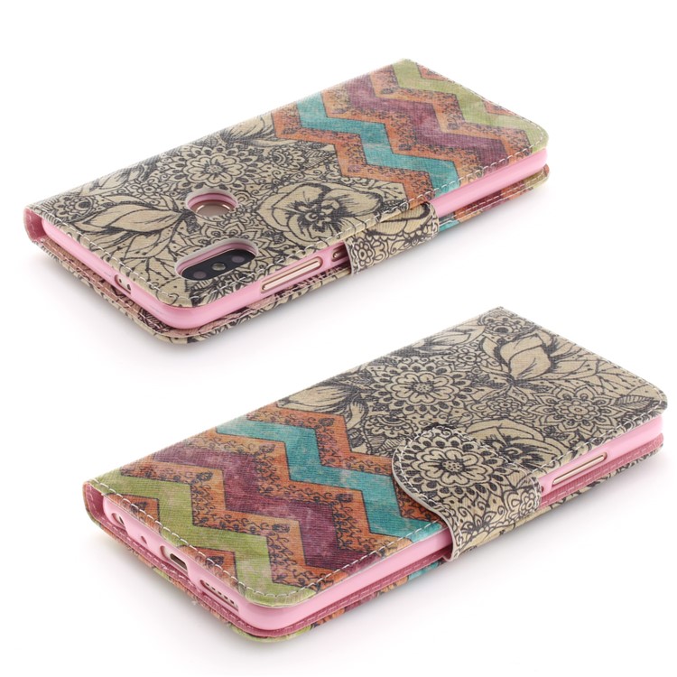 Pattern Printing Leather Wallet Cover Accessory for Xiaomi Redmi Note 5 Pro (Dual Camera) / Redmi Note 5 (China) - Retro Flowers-5