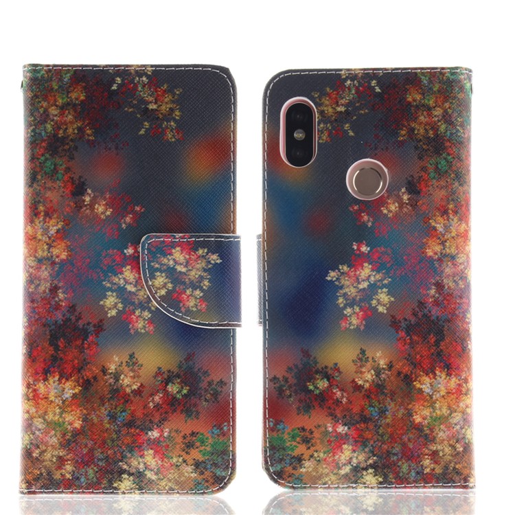 Pattern Printing Leather Wallet Stand Folio Magnetic Case for Xiaomi Redmi Note 5 Pro (Dual Camera) / Redmi Note 5 (China) - Flowers Pattern-2