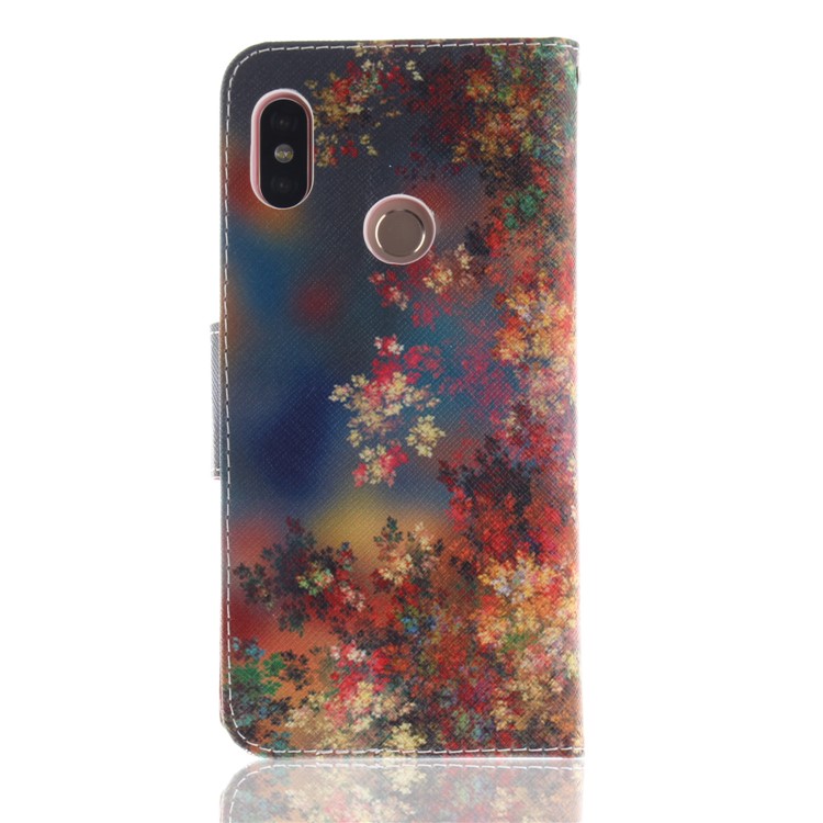 Pattern Printing Leather Wallet Stand Folio Magnetic Case for Xiaomi Redmi Note 5 Pro (Dual Camera) / Redmi Note 5 (China) - Flowers Pattern-3