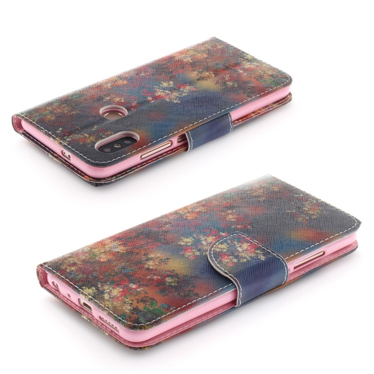 Pattern Printing Leather Wallet Stand Folio Magnetic Case for Xiaomi Redmi Note 5 Pro (Dual Camera) / Redmi Note 5 (China) - Flowers Pattern-4