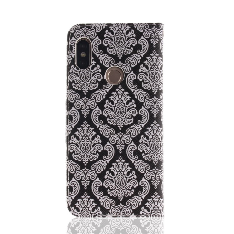 For Xiaomi Redmi Note 5 Pro (Dual Camera) / Redmi Note 5 (China) Patterned PU Leather Stand Wallet Protection Casing - Damask Flowers-3
