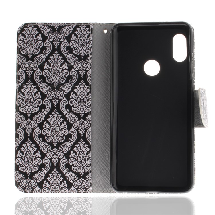 For Xiaomi Redmi Note 5 Pro (Dual Camera) / Redmi Note 5 (China) Patterned PU Leather Stand Wallet Protection Casing - Damask Flowers-8