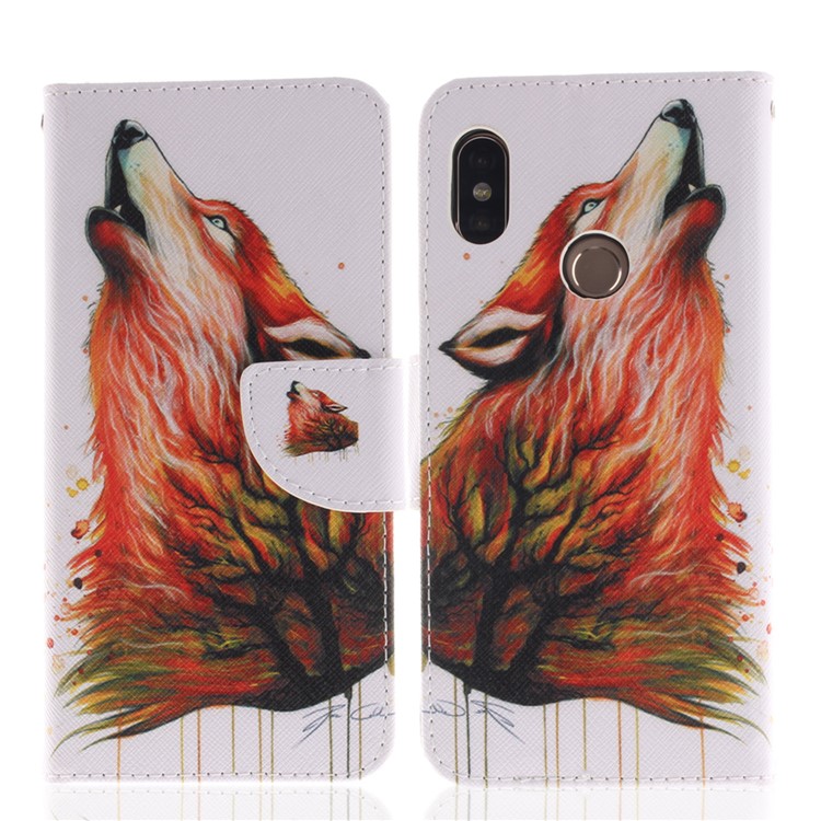 Pattern Printing Leather Wallet Case Phone Cover for Xiaomi Redmi Note 5 Pro (Dual Camera) / Redmi Note 5 (China) - Wolf Pattern-2