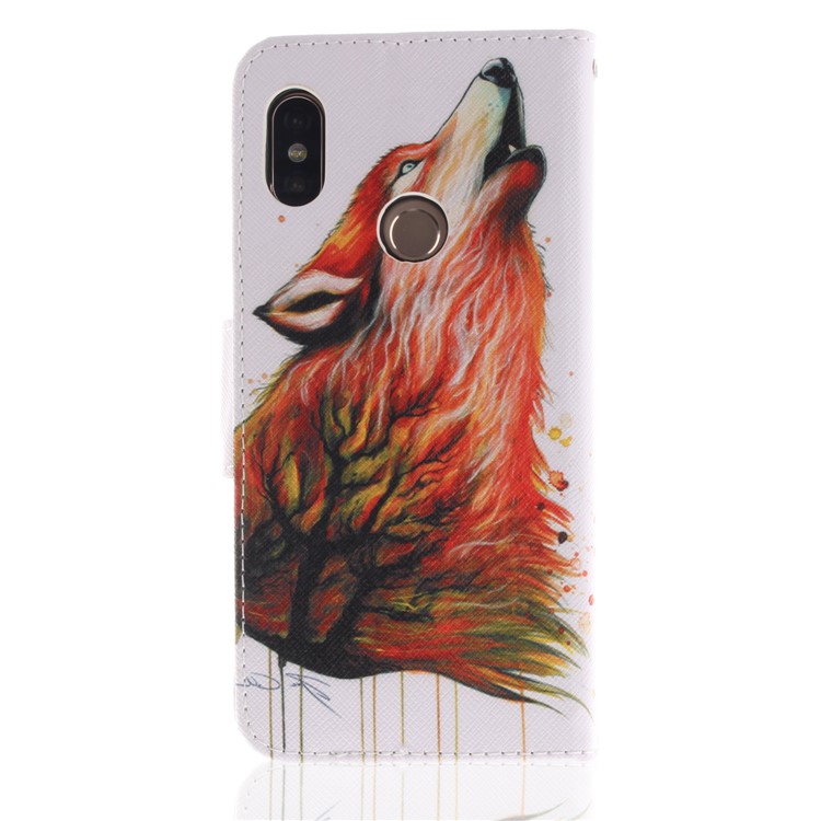 Pattern Printing Leather Wallet Case Phone Cover for Xiaomi Redmi Note 5 Pro (Dual Camera) / Redmi Note 5 (China) - Wolf Pattern-3