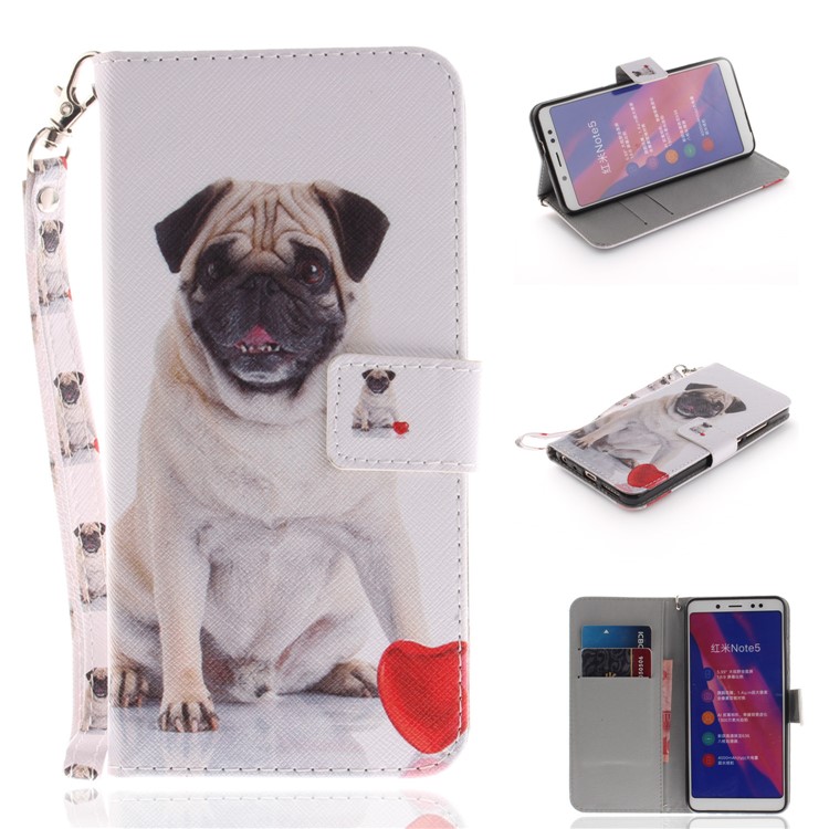 Pattern Printing Wallet Leather Cover with Stand for Xiaomi Redmi Note 5 Pro (Dual Camera) / Redmi Note 5 (China) - Dog-1