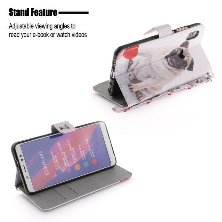 Pattern Printing Wallet Leather Cover with Stand for Xiaomi Redmi Note 5 Pro (Dual Camera) / Redmi Note 5 (China) - Dog-5