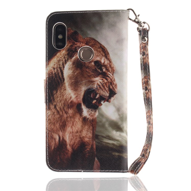 Pattern Printing Wallet Stand Leather Phone Case for Xiaomi Redmi Note 5 Pro (Dual Camera) / Redmi Note 5 (China) - Fierce Tiger-3