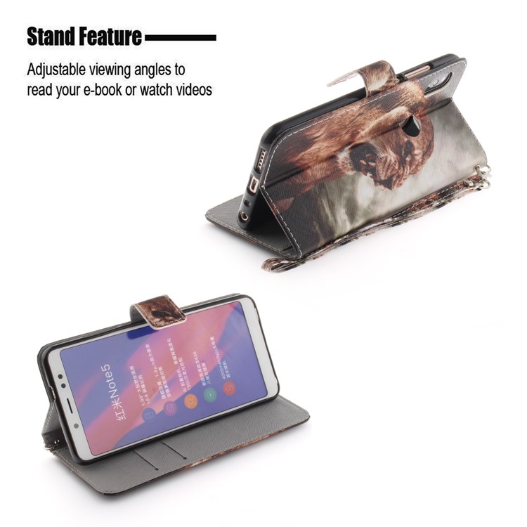 Pattern Printing Wallet Stand Leather Phone Case for Xiaomi Redmi Note 5 Pro (Dual Camera) / Redmi Note 5 (China) - Fierce Tiger-5