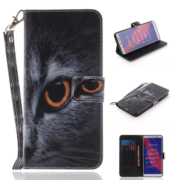 Pattern Printing PU Leather Magnetic Wallet Mobile Phone Shell for Xiaomi Redmi Note 5 Pro (Dual Camera) / Redmi Note 5 (China) - Eye-1