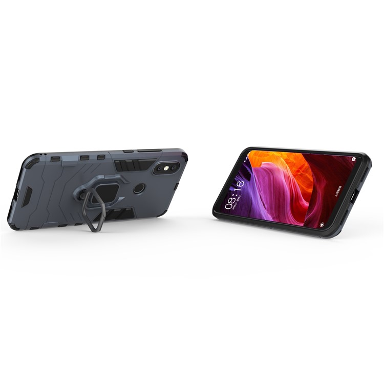 Cool Guard Plastic TPU Combo Shell with Metal Ring Holder for Xiaomi Mi 6X / Mi A2 - Dark Blue-5