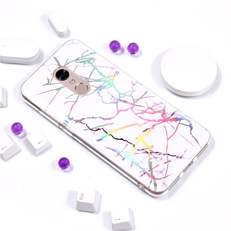 IMD Marble Pattern Color Plated TPU Back Case for Xiaomi Redmi Note 5 / Redmi 5 Plus - White-5