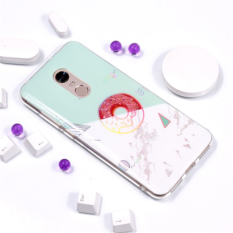 IMD Marble Pattern Color Plated TPU Back Casing for Xiaomi Redmi Note 5 / Redmi 5 Plus - Green / White-5
