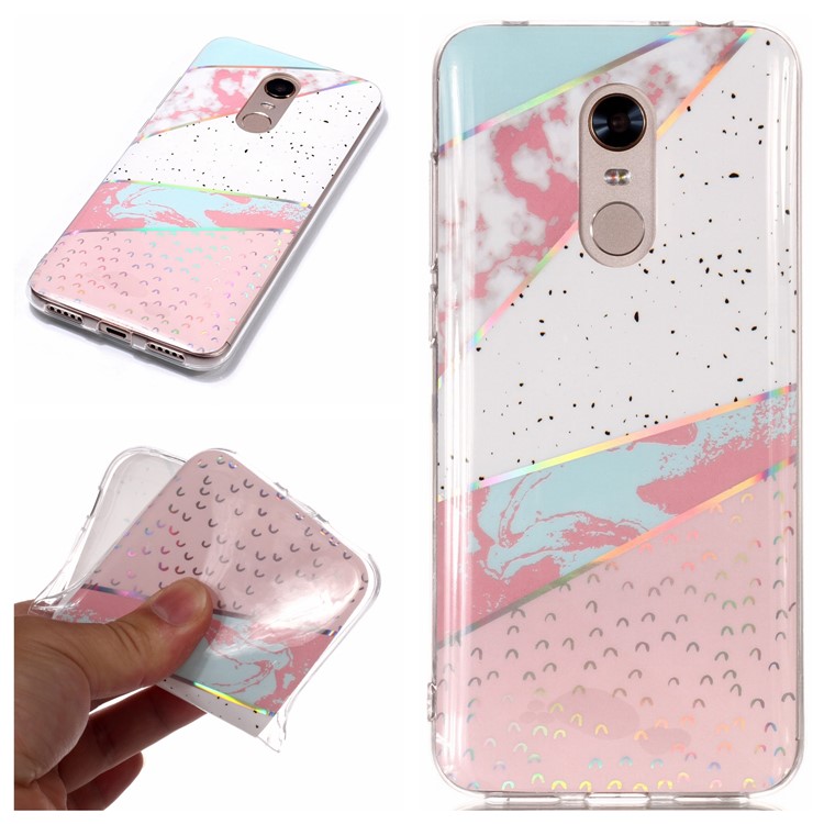 IMD Marble Pattern Color Plated TPU Mobile Phone Cover for Xiaomi Redmi Note 5 / Redmi 5 Plus - Pink / White-1