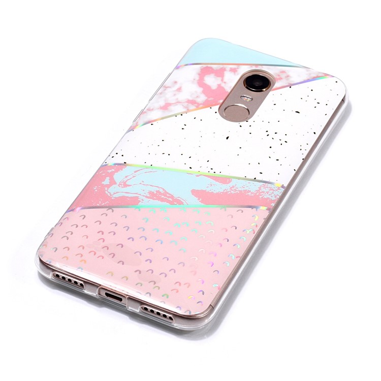 IMD Marble Pattern Color Plated TPU Mobile Phone Cover for Xiaomi Redmi Note 5 / Redmi 5 Plus - Pink / White-4