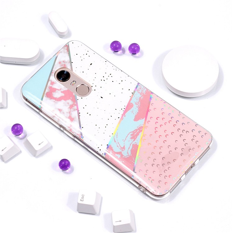 IMD Marble Pattern Color Plated TPU Mobile Phone Cover for Xiaomi Redmi Note 5 / Redmi 5 Plus - Pink / White-5