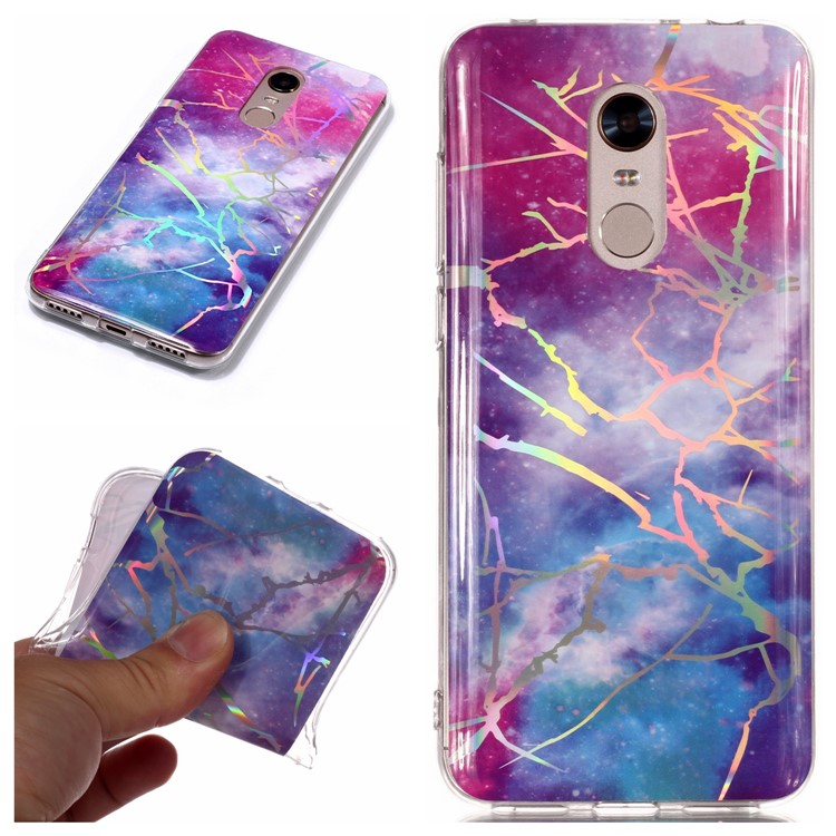 IMD Marble Pattern Color Plated TPU Protective Shell for Xiaomi Redmi Note 5 / Redmi 5 Plus - Purple / Blue-1