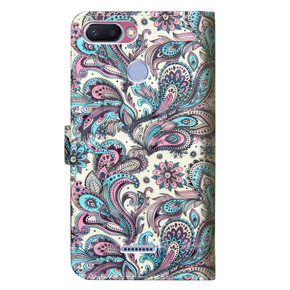 Pattern Printing Willet Stand Case de Teléfono de Cuero Para Xiaomi Redmi 6 (cámara Dual: 12MP+5MP) - Flor de Paisley