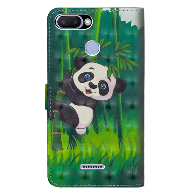 Patterned Wallet Stand Leather Mobile Case for Xiaomi Redmi 6 (Dual Camera: 12MP+5MP) - Panda-5