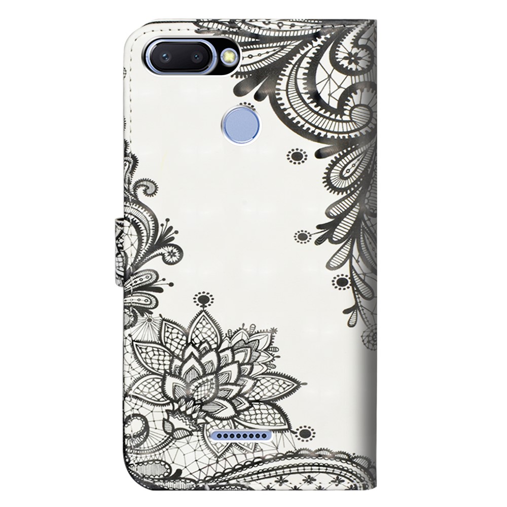 Couvercle Mobile en Cuir de Support de Portefeuille à Motifs Pour Xiaomi Redmi 6 (double Caméra: 12mp + 5mp) - Fleur de Dentelle-5