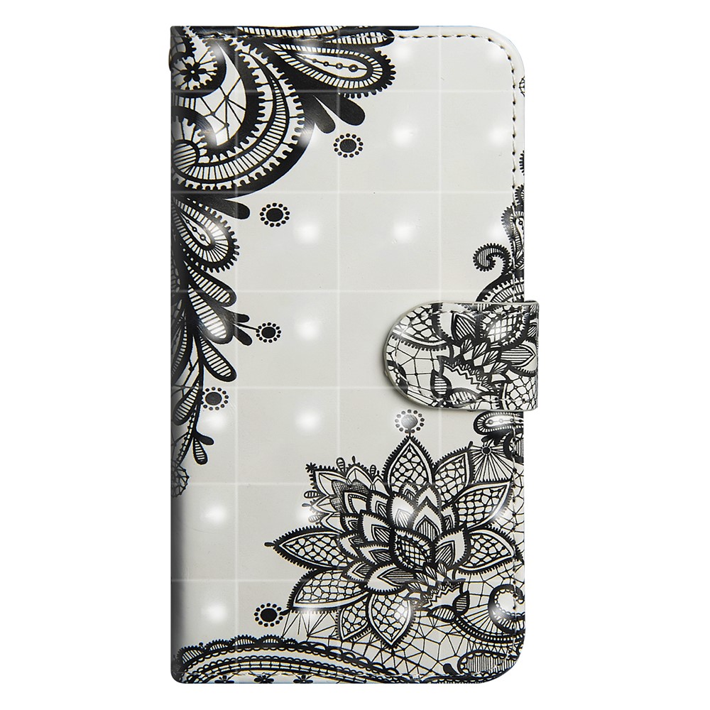 Patterned Wallet Stand Leather Phone Cover for Xiaomi Redmi 6A (Single 12MP Rear Camera) - Lace Flower-2
