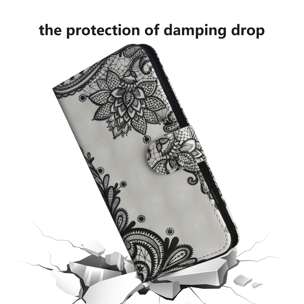 Patterned Wallet Stand Leather Phone Cover for Xiaomi Redmi 6A (Single 12MP Rear Camera) - Lace Flower-6