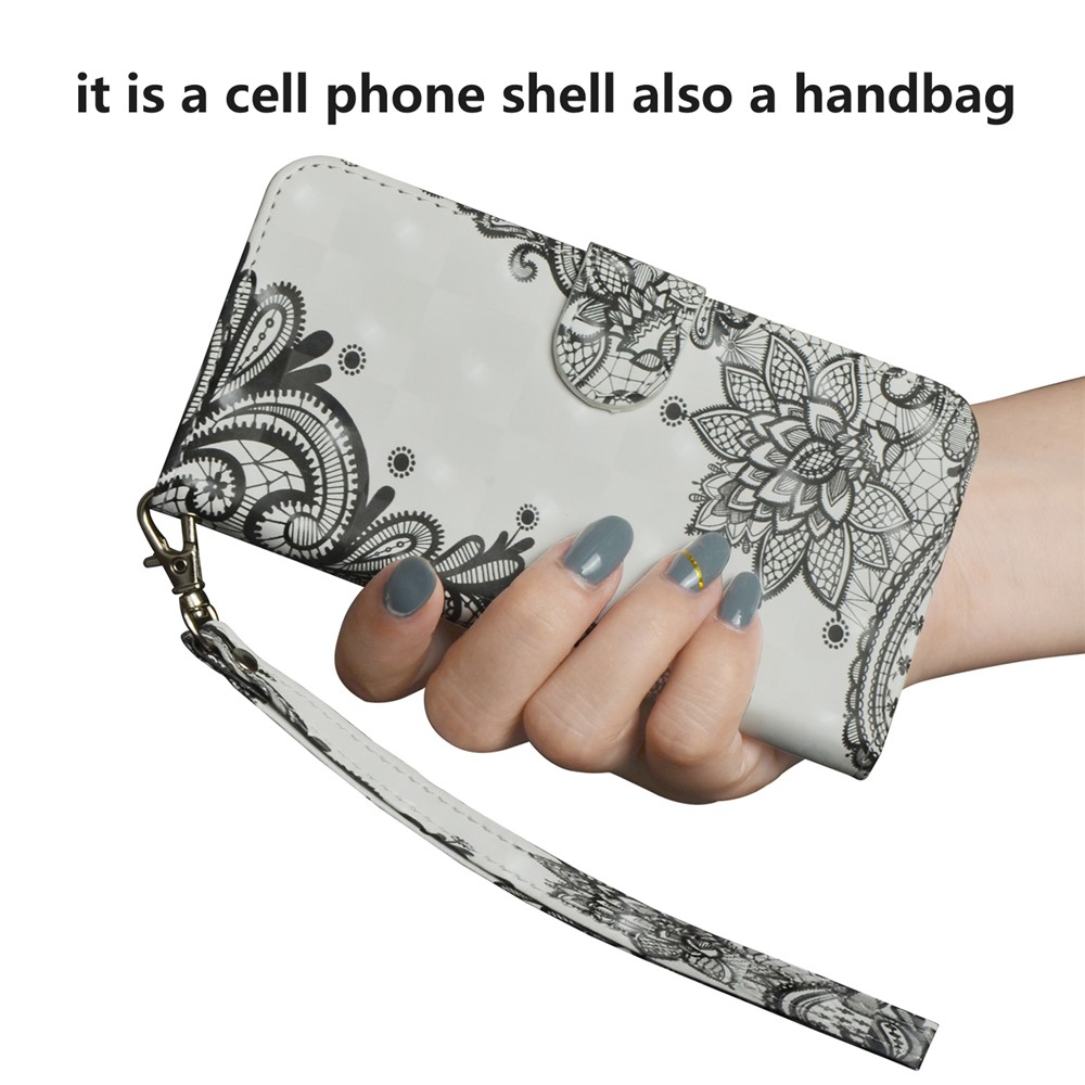 Patterned Wallet Stand Leather Phone Cover for Xiaomi Redmi 6A (Single 12MP Rear Camera) - Lace Flower-8