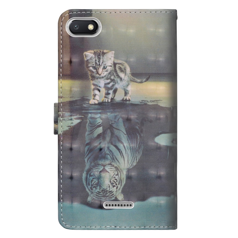 Patterned Wallet Stand Leather Phone Shell for Xiaomi Redmi 6A (Single 12MP Rear Camera) - Cat-5