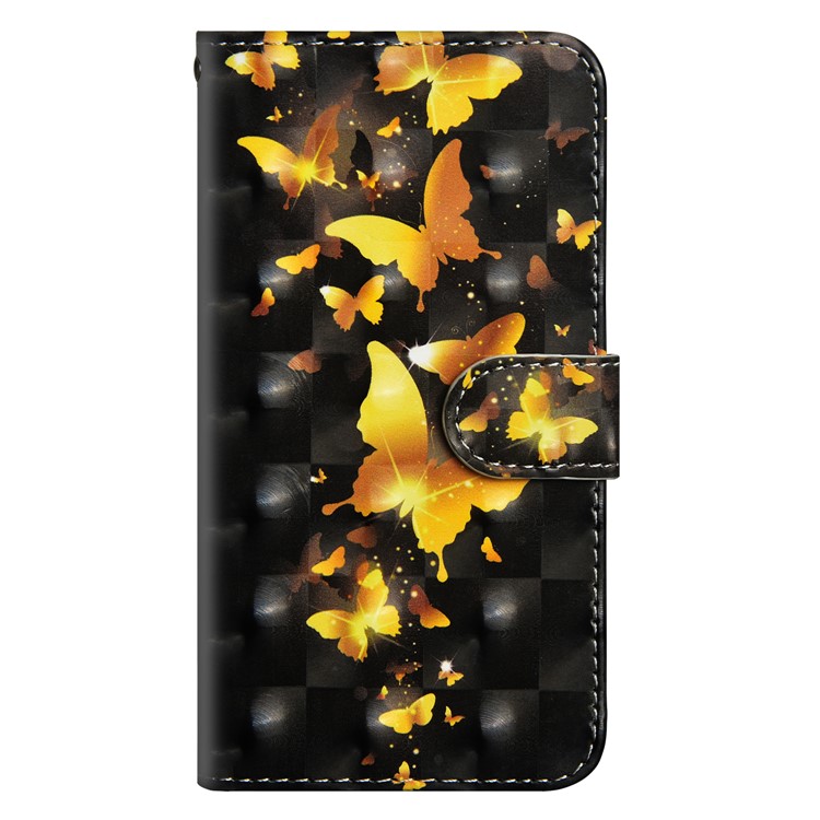 Pattern Printing Leather Folio Wallet Stand Phone Shell Case for Xiaomi Mi A2 Lite / Redmi 6 Pro - Gold Butterfly-2