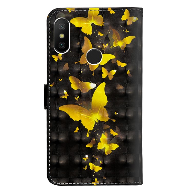 Pattern Printing Leather Folio Wallet Stand Phone Shell Case for Xiaomi Mi A2 Lite / Redmi 6 Pro - Gold Butterfly-5