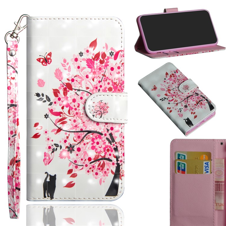For Xiaomi Mi A2 Lite / Redmi 6 Pro Patterned PU Leather Wallet Stand Folio Casing - Flowered Tree-1
