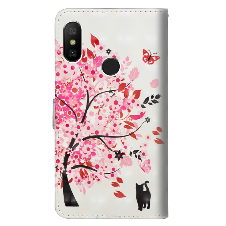 For Xiaomi Mi A2 Lite / Redmi 6 Pro Patterned PU Leather Wallet Stand Folio Casing - Flowered Tree-5