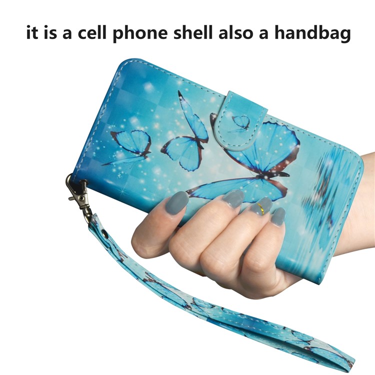 Pattern Printing Leather Folio Wallet Stand Mobile Phone Case for Xiaomi Mi A2 Lite / Redmi 6 Pro - Blue Butterfly-8