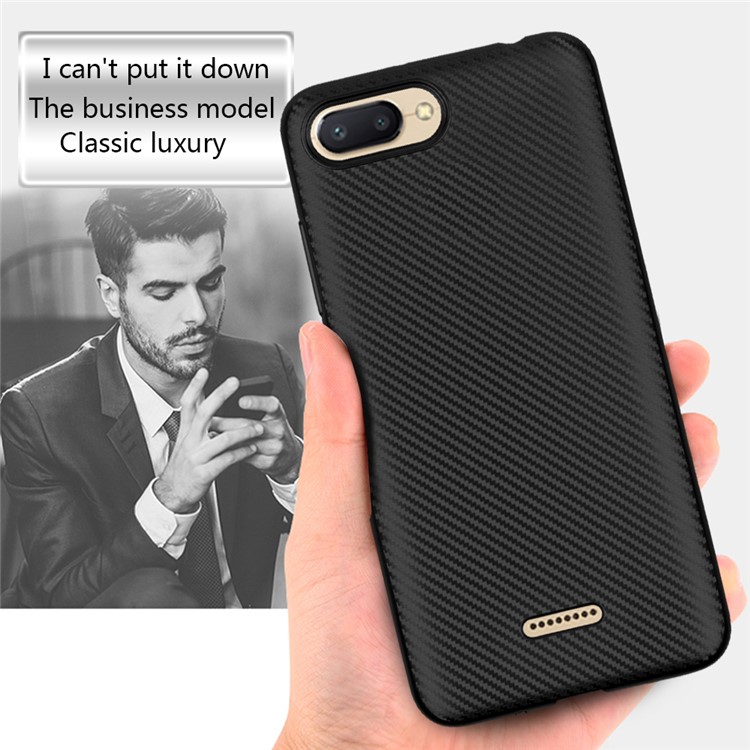 Carbon Fiber Texture TPU Back Casing for Xiaomi Redmi 6A (Single 12MP Rear Camera) - Black-2