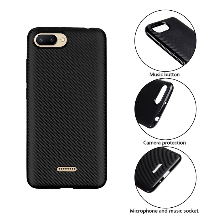 Carbon Fiber Texture TPU Back Casing for Xiaomi Redmi 6A (Single 12MP Rear Camera) - Black-4