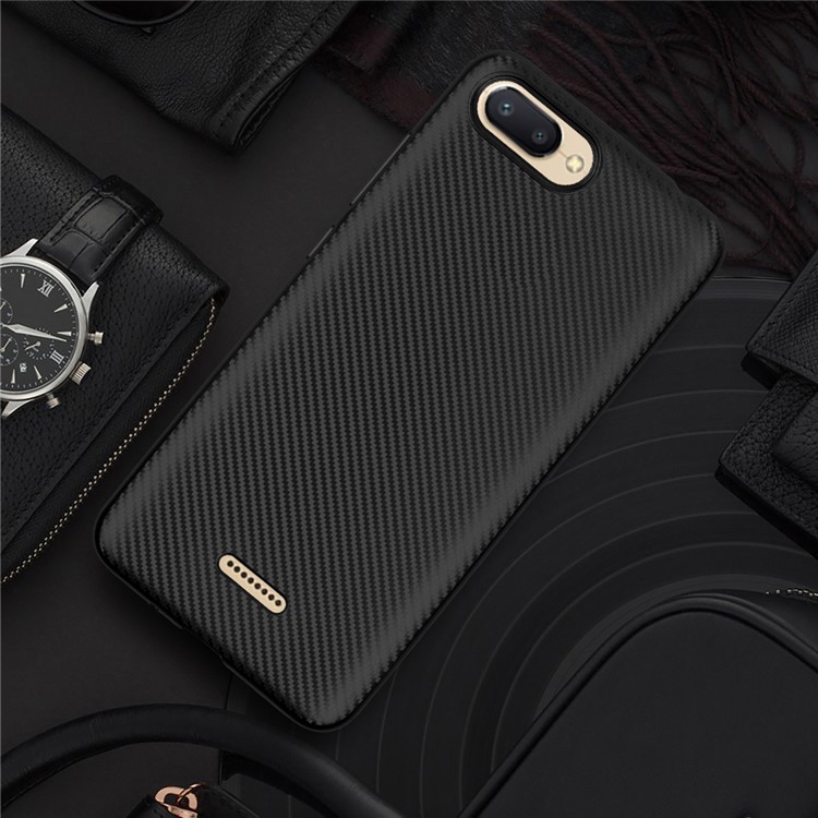 Carbon Fiber Texture TPU Back Casing for Xiaomi Redmi 6A (Single 12MP Rear Camera) - Black-5