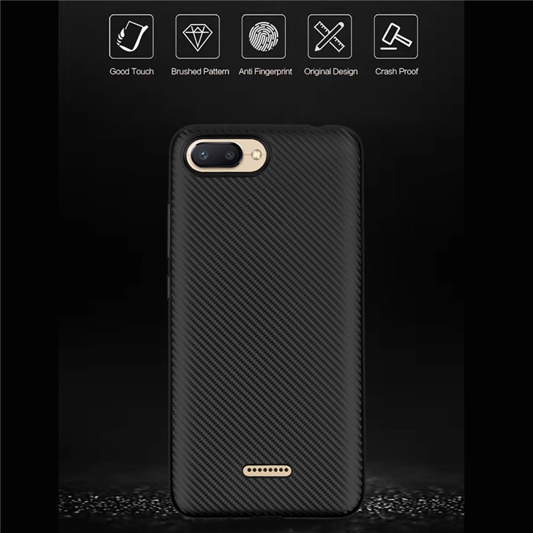 Carbon Fiber Texture TPU Back Casing for Xiaomi Redmi 6A (Single 12MP Rear Camera) - Black-6