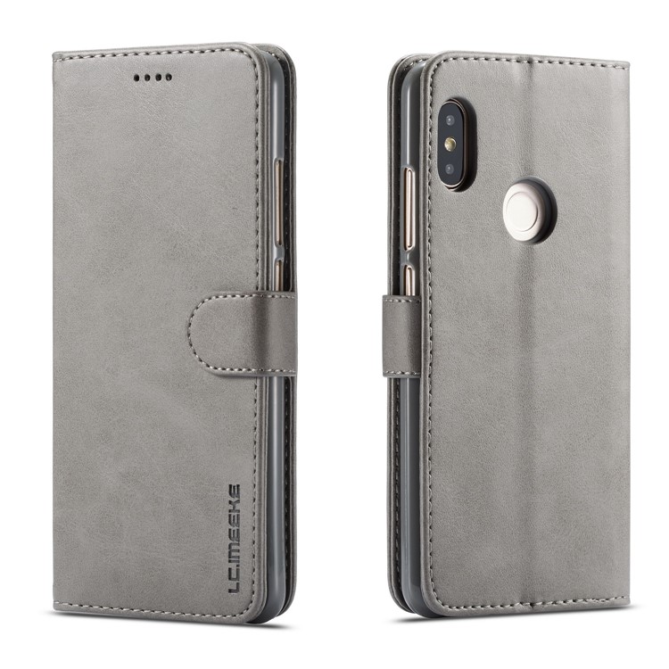 LC.IMEEKE Wallet Stand Leather Flip Mobile Case for Xiaomi Redmi Note 5 Pro (Dual Camera) / Redmi Note 5 (China) - Grey-1