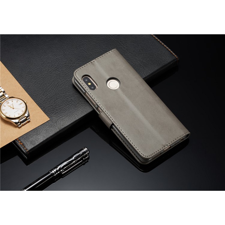 LC.IMEEKE Wallet Stand Leather Flip Mobile Case for Xiaomi Redmi Note 5 Pro (Dual Camera) / Redmi Note 5 (China) - Grey-5
