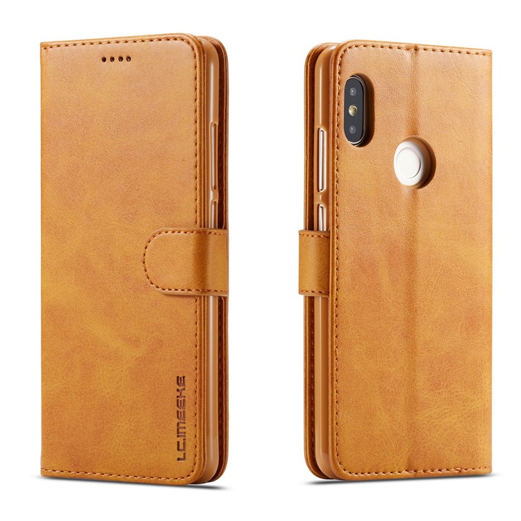 LC.IMEEKE Wallet Stand Leather Flip Cellphone Casing for Xiaomi Redmi Note 5 Pro (Dual Camera) / Redmi Note 5 (China) - Brown-1