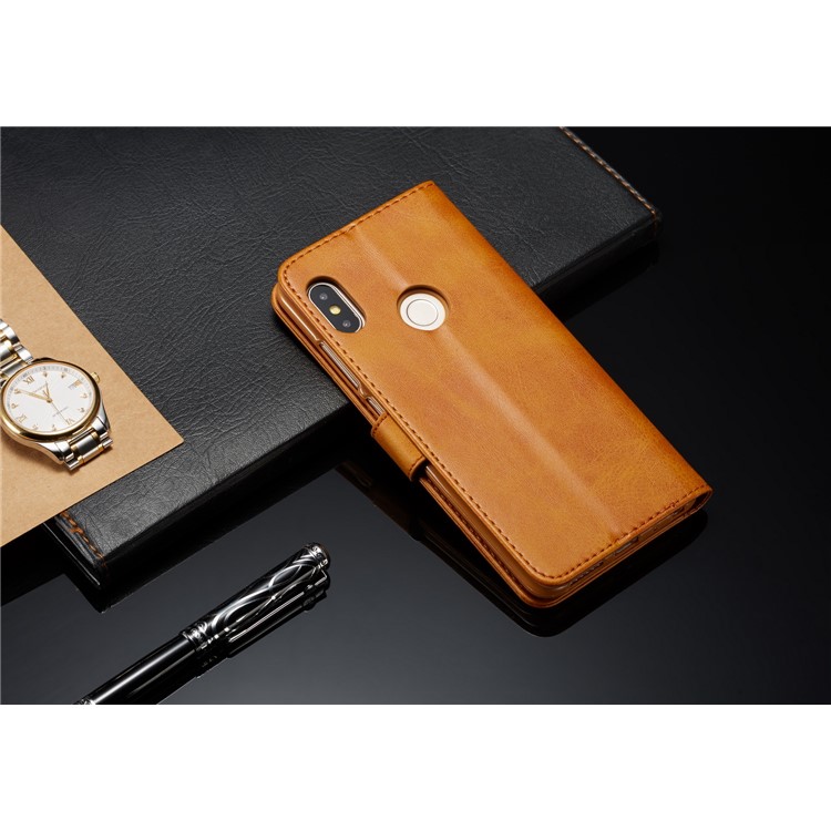 Carta De Crédito. Imeeke Wallet Holder Leather Flip - Over Mobile Case For Mini Redmi Note 5 Pro (Double Camera) / Redmi Note 5 (China) - Marrón-5