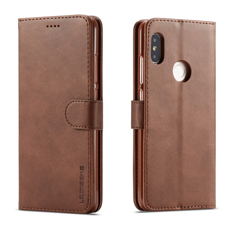 LC.IMEEKE Leather Wallet Stand Mobile Protection Case for Xiaomi Redmi Note 5 Pro (Dual Camera) / Redmi Note 5 (China) - Coffee-1
