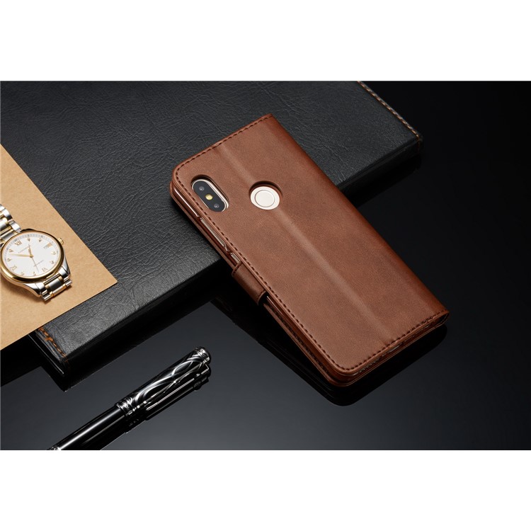 LC.IMEEKE Leather Wallet Stand Mobile Protection Case for Xiaomi Redmi Note 5 Pro (Dual Camera) / Redmi Note 5 (China) - Coffee-10